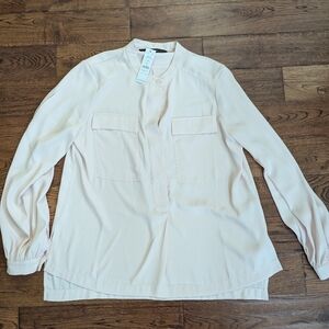 NWT White House Black Market Pale Pink L/S Blouse Size XS